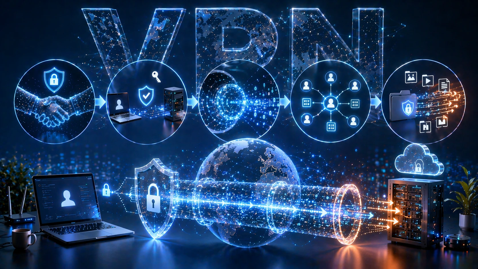 Illustration of OpenVPN connection stages including TLS handshake authentication tunnel creation virtual interface assignment and traffic routing through the VPN Illustration of OpenVPN connection stages including TLS handshake authentication tunnel creation virtual interface assignment and traffic routing through the VPN