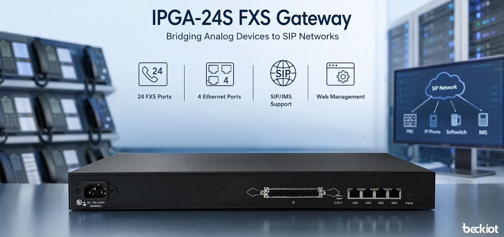 IPGA-24S FXS Gateway used in SIP voice networking and analog migration scenarios