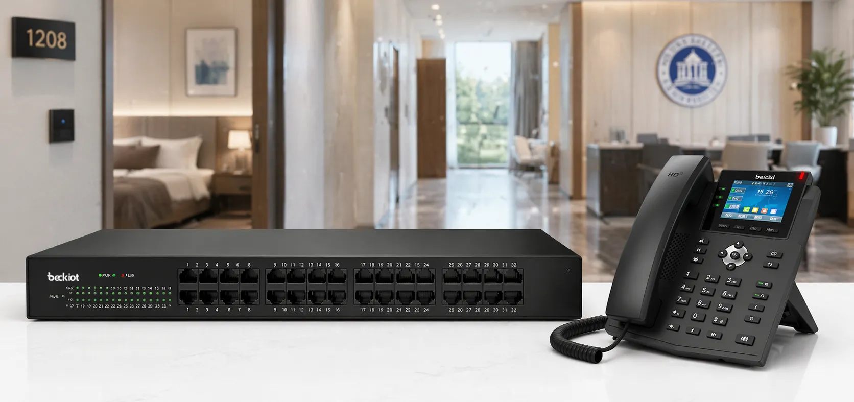 IPGA-32S FXS Gateway used in hotel, campus, or multi-room analog phone deployment