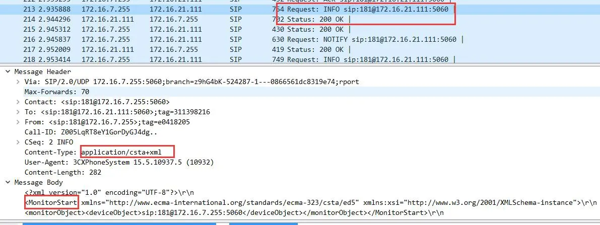 Server Establishes uaCSTA Connection with Phone