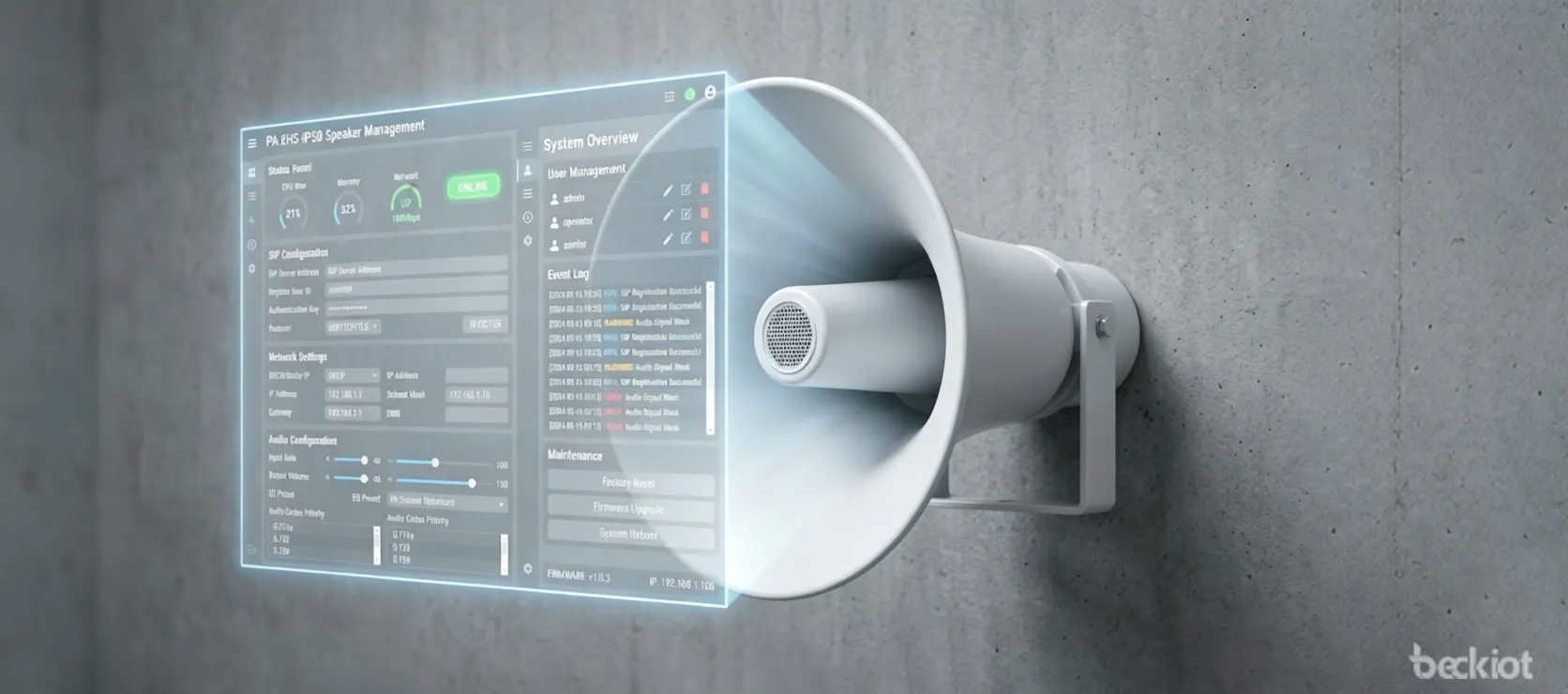 PA-BHS-IP50 SIP Speaker with web-based management and IP audio configuration interface