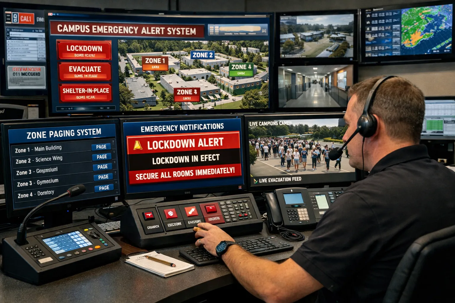 School PA System for Paging, Bell Scheduling, and Emergency Notification