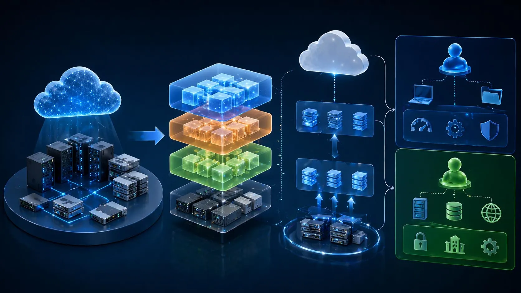 Cloud services architecture showing users applications workloads data and security controls running on scalable provider-managed infrastructure Cloud services architecture showing users applications workloads data and security controls running on scalable provider-managed infrastructure